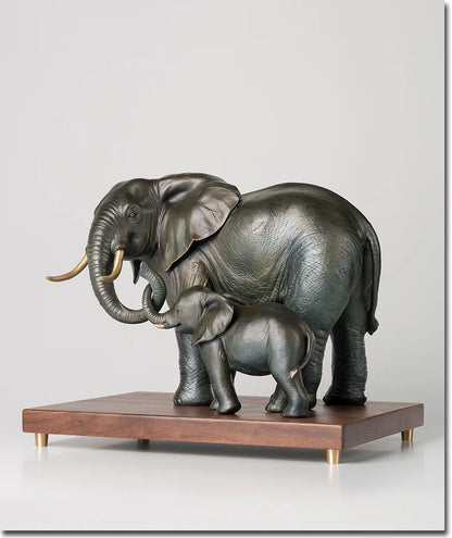 African culture Asia Thailand HOME company Business Decor art Elephant Family ART bronze sculpture statue Large good gift