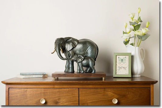 African culture Asia Thailand HOME company Business Decor art Elephant Family ART bronze sculpture statue Large good gift