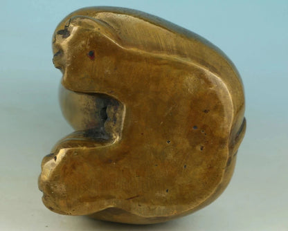 Agradable asiático, de bronce antiguo chino tallado pene Dios recoger estatua figura Adorno