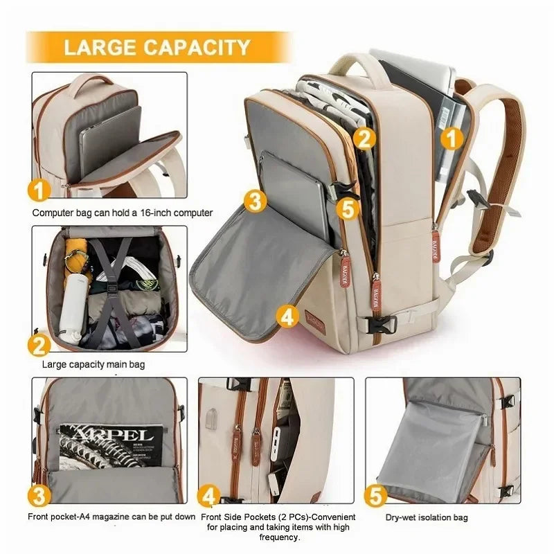 Airplane Travel Backpack For Women Men Laptop Bag Luggage Man Large Capacity Business Bags Expandable Multifunctional Backpacks