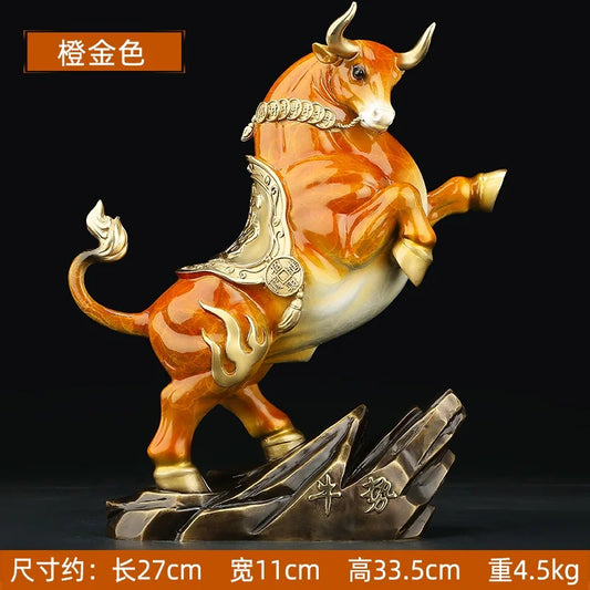 Aisa Good luck home OFFICE BAR CLUB Business Stock market finance Mascot bring wealth money bronze Fortune COW BULL statue