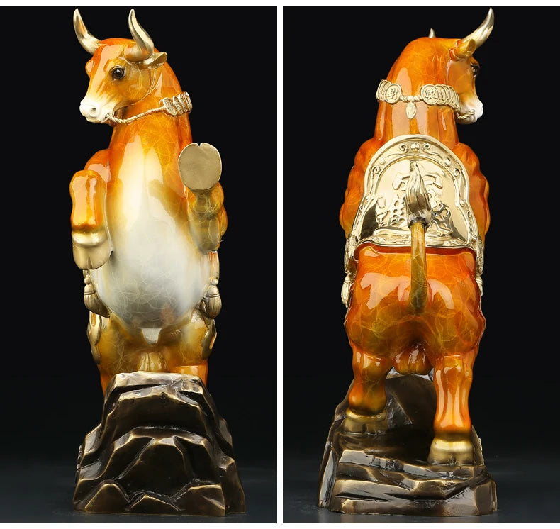 Aisa Good luck home OFFICE BAR CLUB Business Stock market finance Mascot bring wealth money bronze Fortune COW BULL statue