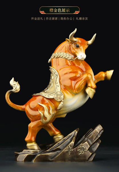 Aisa Good luck home OFFICE BAR CLUB Business Stock market finance Mascot bring wealth money bronze Fortune COW BULL statue