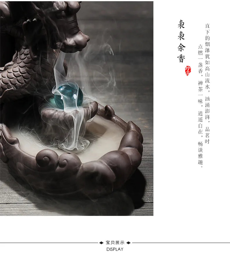 Aisa home OFFICE BAR CLUB FENG SHUI Mascot bring wealth money Good luck Fortune dragon Backflow incense ceramic decor statue