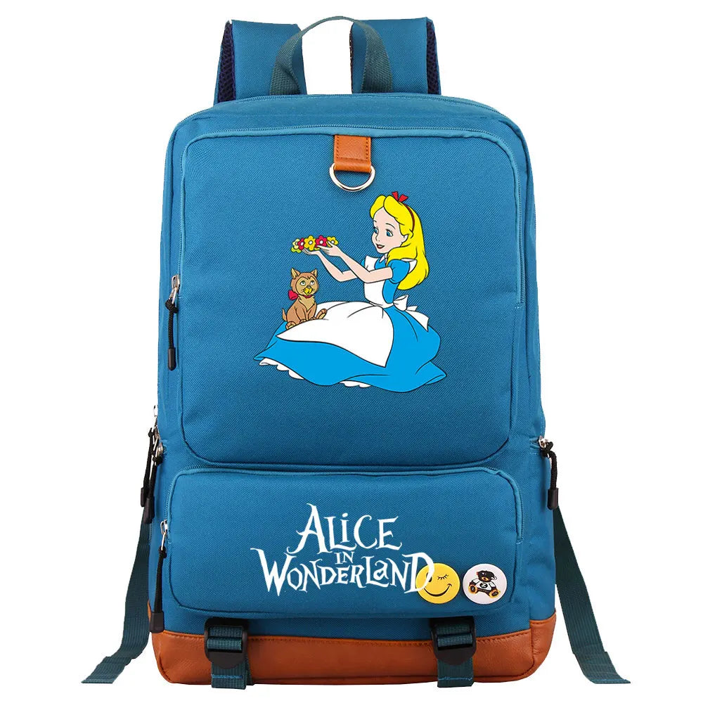 Alice In Wonderland Boys Girls Kids School Book Bags Women Bagpack Teenagers Men Laptop Travel Student Backpack