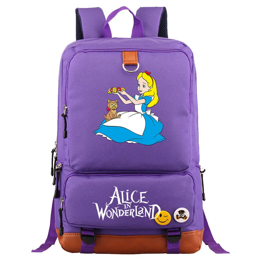 Alice In Wonderland Boys Girls Kids School Book Bags Women Bagpack Teenagers Men Laptop Travel Student Backpack