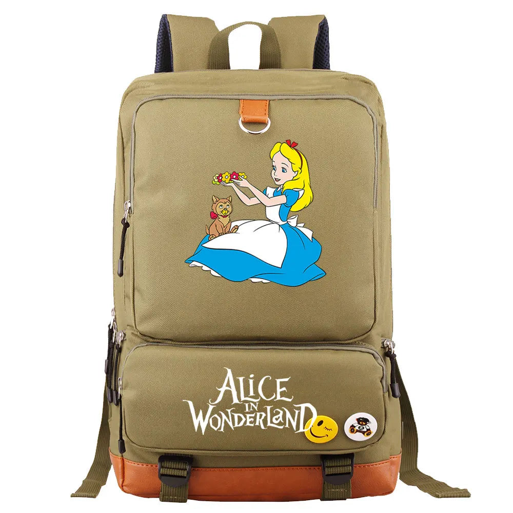 Alice In Wonderland Boys Girls Kids School Book Bags Women Bagpack Teenagers Men Laptop Travel Student Backpack
