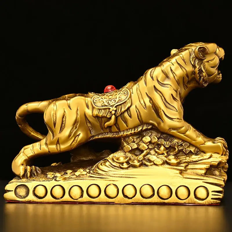 All Copper Chinese Zodiac Tiger Tiger Roaring Brings Wealth Home Office Desktop Fortune Gold Tiger Ornaments Auspicious Objects