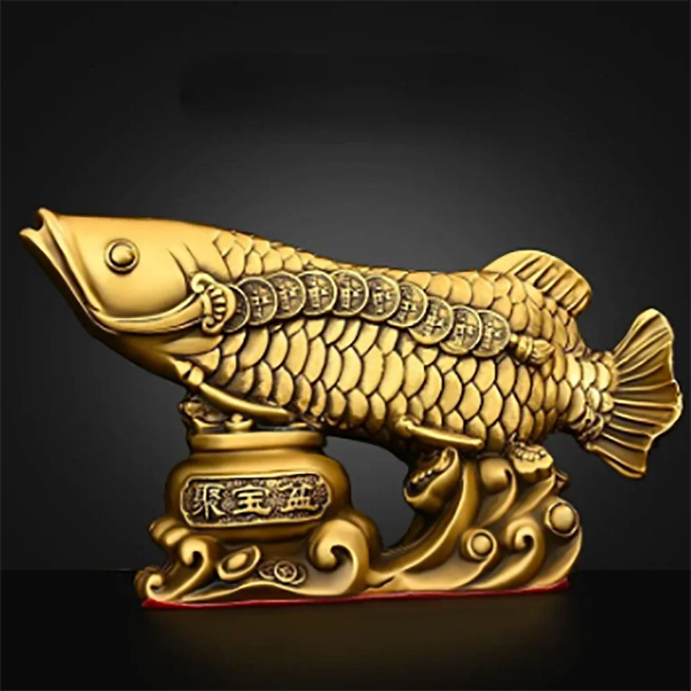 All Copper Fish Animal Ornaments Pot of Fish Gold Dragon Home Living Room Office Decor Figurines Crafts