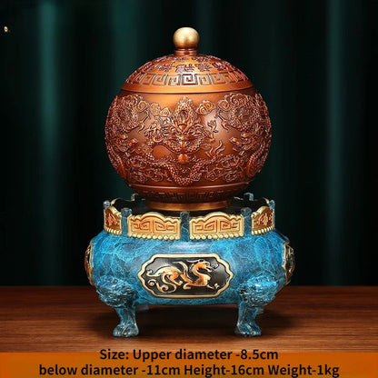 All Copper Nine Turn Qiankun Ding Set Up A Wealth Attracting Incense Burner Living Room Sandalwood and Agarwood Plate