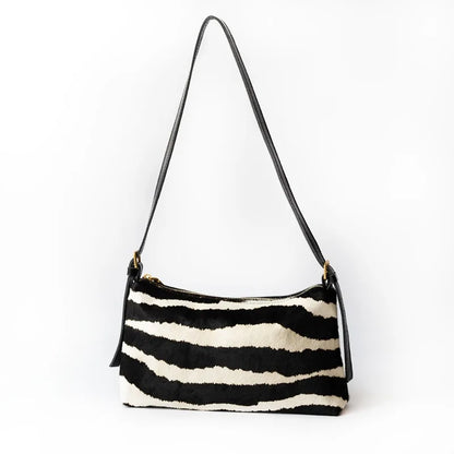 All-match Casual Underarm Shoulder Bags Fashion Zebra-stripe Genuine Leather Armpit Bag Female 2024 New Luxury Handbags Purses