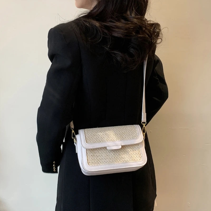 All-matching Crossbody Bag for Women Retro Straw Shoulder Bag Chic-Messenger Bag