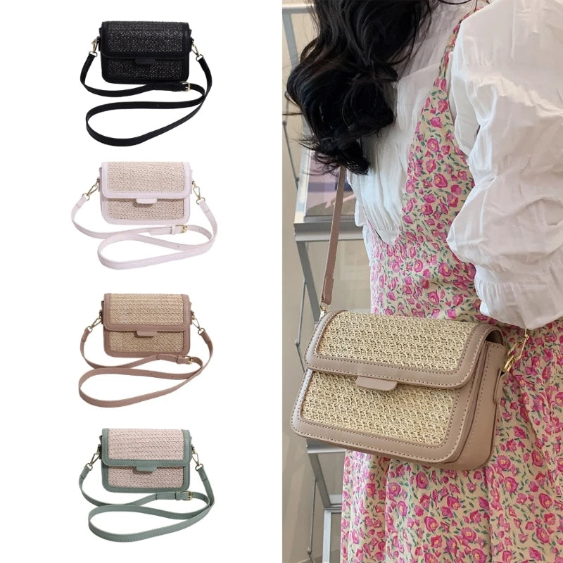 All-matching Crossbody Bag for Women Retro Straw Shoulder Bag Chic-Messenger Bag