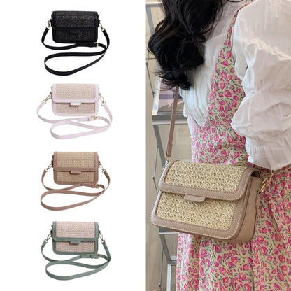 All-matching Crossbody Bag for Women Retro Straw Shoulder Bag Chic-Messenger Bag