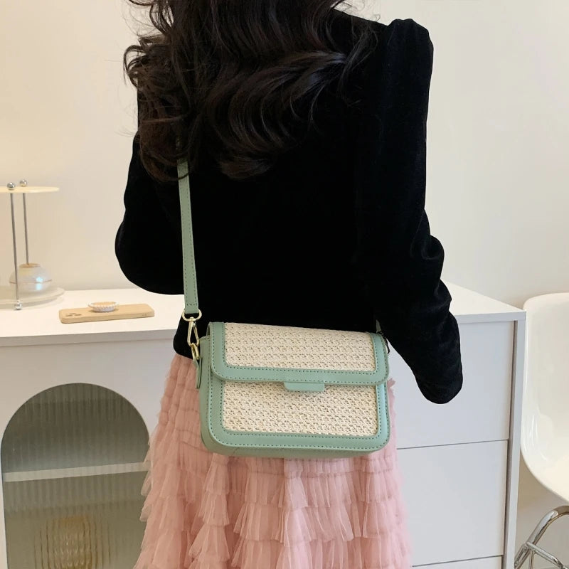 All-matching Crossbody Bag for Women Retro Straw Shoulder Bag Chic-Messenger Bag