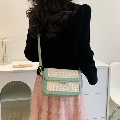 All-matching Crossbody Bag for Women Retro Straw Shoulder Bag Chic-Messenger Bag