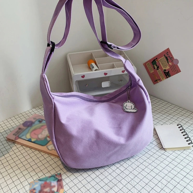 All-matching Messenger Bag for Women Teens Solid Color Shoulder Bag Cute Handbag