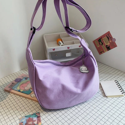 All-matching Messenger Bag for Women Teens Solid Color Shoulder Bag Cute Handbag