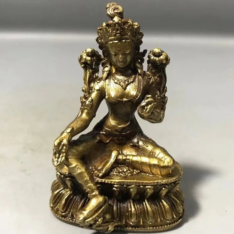 Alloy Buddha Ornament Four-Armed Avalokiteshvara Buddha Ornament Tibetan Guanyin Living Room Home Crafts Decoration Height 6cm