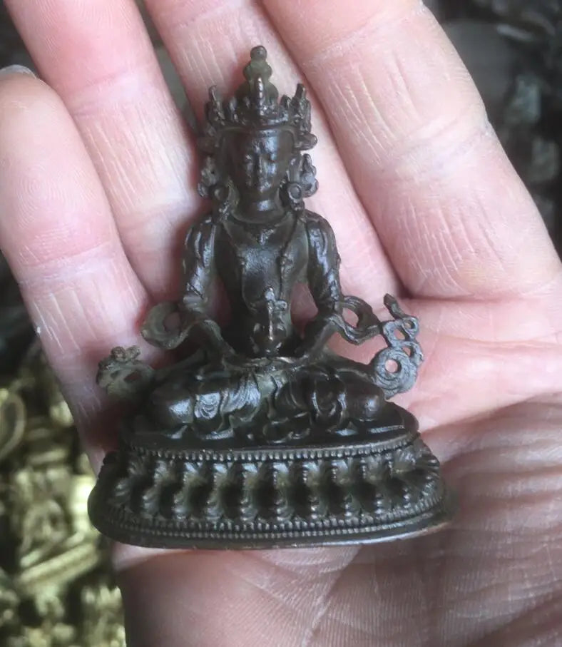 Alloy Buddha Ornament Four-Armed Avalokiteshvara Buddha Ornament Tibetan Guanyin Living Room Home Crafts Decoration Height 6cm