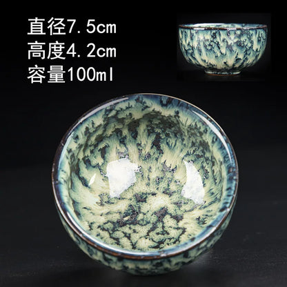 Alluvial Gold Ceramic Fambe Tea Cup Single Cup Jian Kiln Cup Temmoku Glaze Tea Cup Master Cup Personal Cup Tea Cup