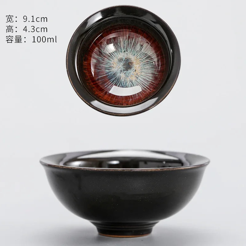 Alluvial Gold Ceramic Fambe Tea Cup Single Cup Jian Kiln Cup Temmoku Glaze Tea Cup Master Cup Personal Cup Tea Cup