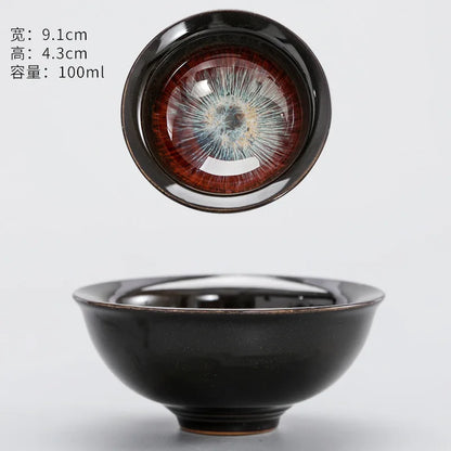 Alluvial Gold Ceramic Fambe Tea Cup Single Cup Jian Kiln Cup Temmoku Glaze Tea Cup Master Cup Personal Cup Tea Cup