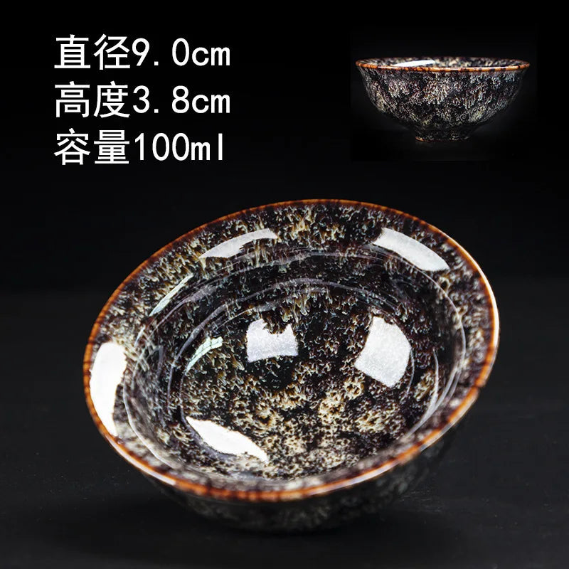 Alluvial Gold Ceramic Fambe Tea Cup Single Cup Jian Kiln Cup Temmoku Glaze Tea Cup Master Cup Personal Cup Tea Cup