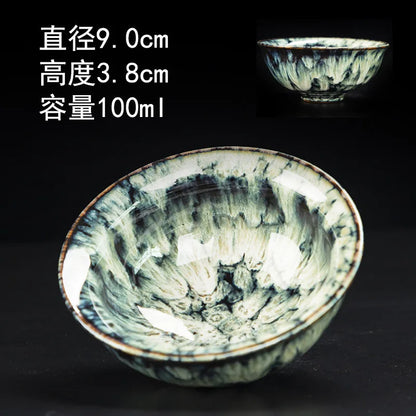Alluvial Gold Ceramic Fambe Tea Cup Single Cup Jian Kiln Cup Temmoku Glaze Tea Cup Master Cup Personal Cup Tea Cup