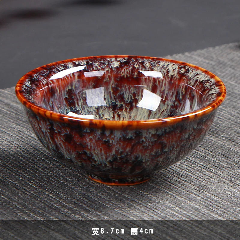 Alluvial Gold Ceramic Fambe Tea Cup Single Cup Jian Kiln Cup Temmoku Glaze Tea Cup Master Cup Personal Cup Tea Cup