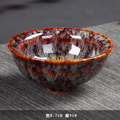 Alluvial Gold Ceramic Fambe Tea Cup Single Cup Jian Kiln Cup Temmoku Glaze Tea Cup Master Cup Personal Cup Tea Cup