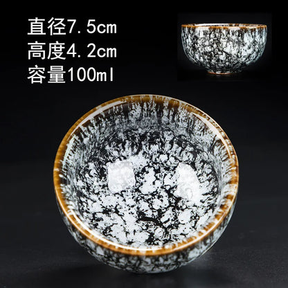 Alluvial Gold Ceramic Fambe Tea Cup Single Cup Jian Kiln Cup Temmoku Glaze Tea Cup Master Cup Personal Cup Tea Cup