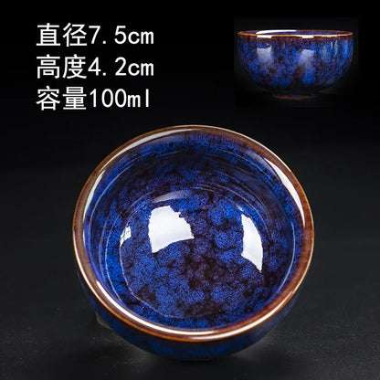 Alluvial Gold Ceramic Fambe Tea Cup Single Cup Jian Kiln Cup Temmoku Glaze Tea Cup Master Cup Personal Cup Tea Cup