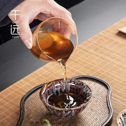 Alluvial Gold Ceramic Fambe Tea Cup Single Cup Jian Kiln Cup Temmoku Glaze Tea Cup Master Cup Personal Cup Tea Cup