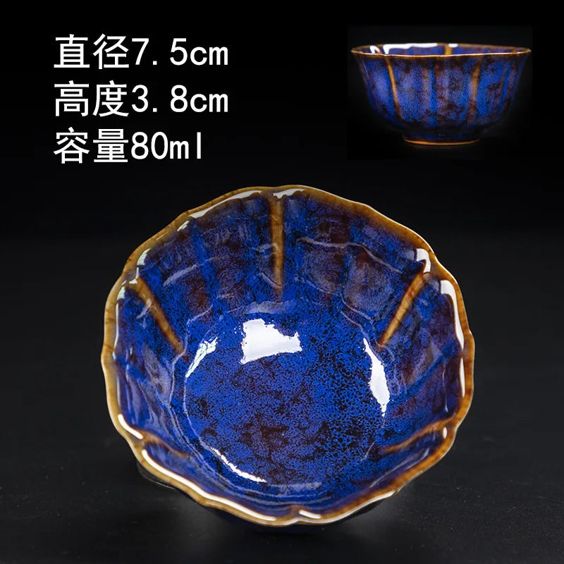 Alluvial Gold Ceramic Fambe Tea Cup Single Cup Jian Kiln Cup Temmoku Glaze Tea Cup Master Cup Personal Cup Tea Cup