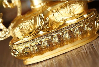 Amazing Exquisite Gilt Gautama Smart wisdom Manjushri Buddha Statue Tibetan Tantric Alloy Figurine on-board Crafts Decoration