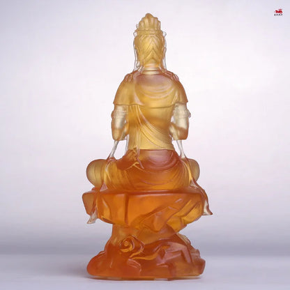 Amber white Coloured glaze Guanyin ornaments  Guanyin Buddha  Home Buddha Hall Worship