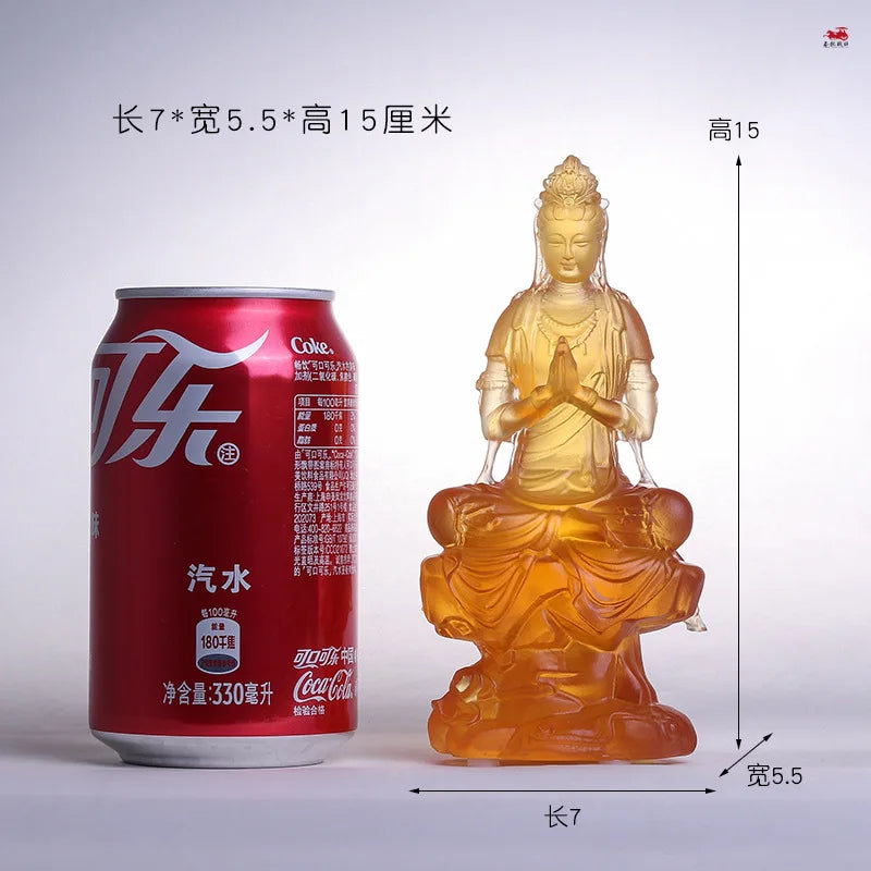 Amber white Coloured glaze Guanyin ornaments  Guanyin Buddha  Home Buddha Hall Worship