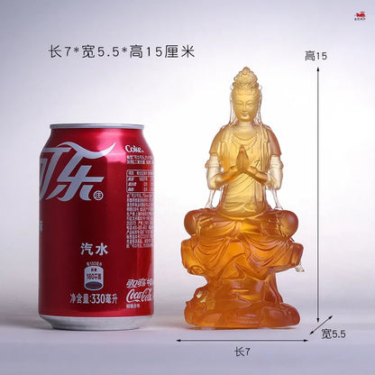 Amber white Coloured glaze Guanyin ornaments  Guanyin Buddha  Home Buddha Hall Worship