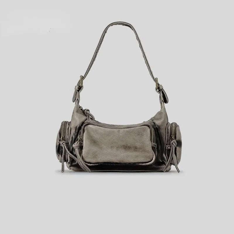 American Vintage Motorcycle Bag Large Capacity Multi-pocket Underarm Shoulder Bags Casual All-match Niche Fashion Handbags