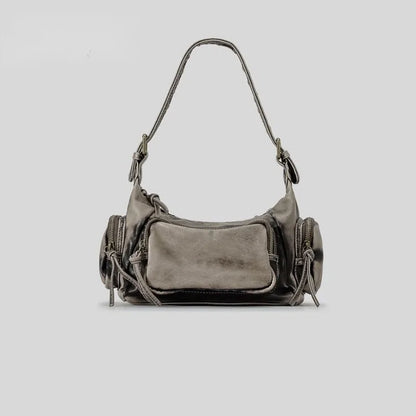 American Vintage Motorcycle Bag Large Capacity Multi-pocket Underarm Shoulder Bags Casual All-match Niche Fashion Handbags