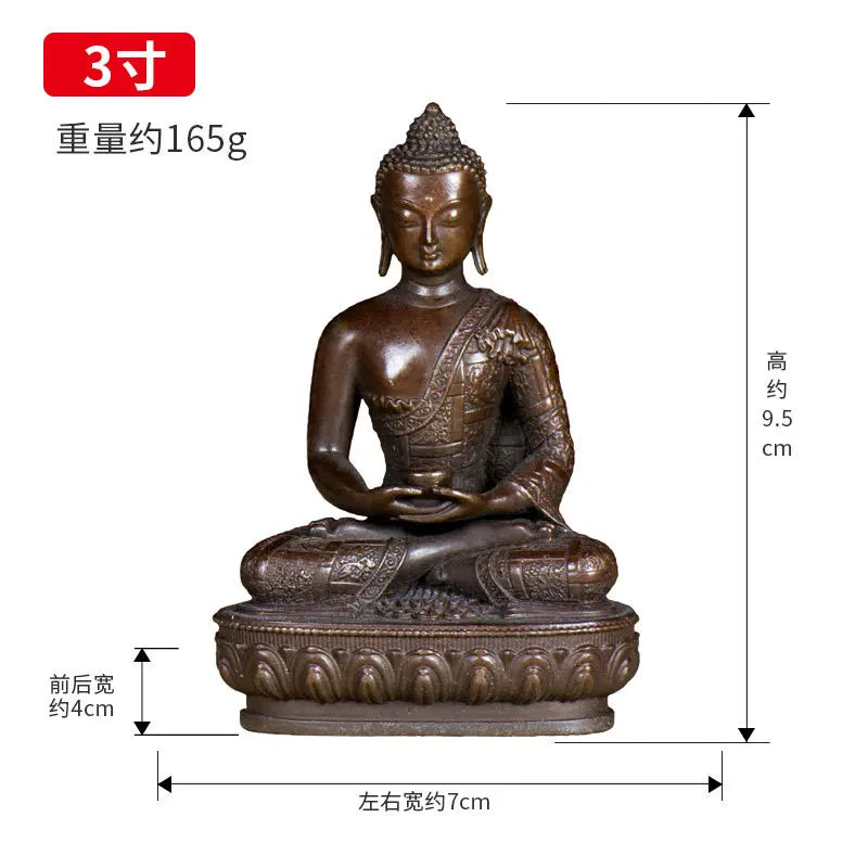 Amitabha Buddha's Household Worships Tibetan Bronze Archaize Carved Tantric Buddha Statue Sanbao Buddha