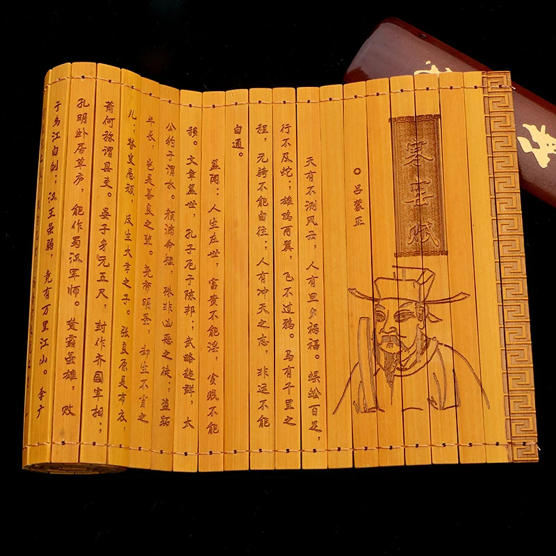 Ancient Chinese Cultural Classical Scroll Slip Bamboo Wooden Slips Home Decor Guiguzi Dao De Jing  Sun Zi Bing Fa Full Set