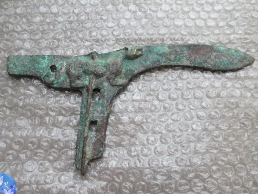Ancient Chinese bronze statue of a sword ancient characters