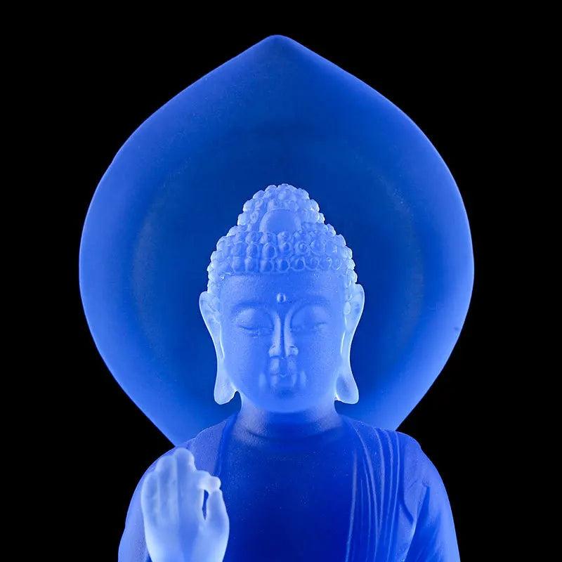 Ancient Coloured Glaze Blue Medicine Buddha Home Decoration Worship Crafts