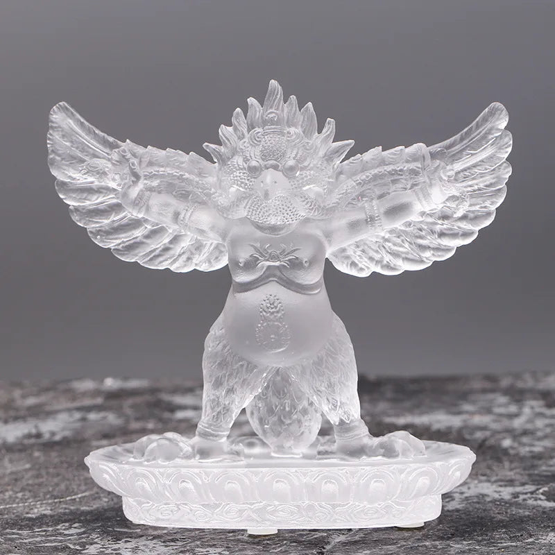 Ancient Coloured glaze golden-winged Dapeng bird Garuda Thunderbird Protector protect peace