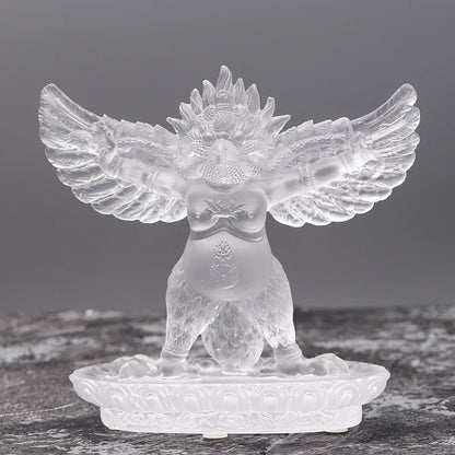 Ancient Coloured glaze golden-winged Dapeng bird Garuda Thunderbird Protector protect peace