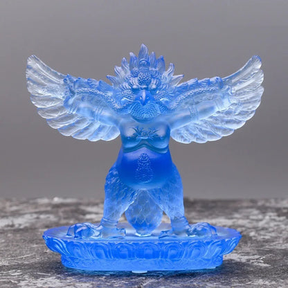 Ancient Coloured glaze golden-winged Dapeng bird Garuda Thunderbird Protector protect peace