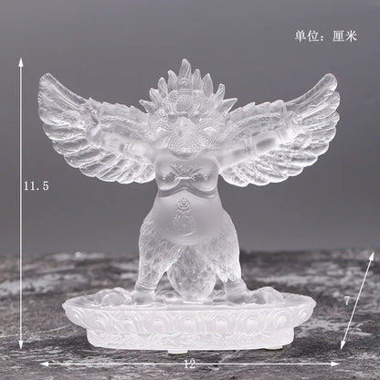 Ancient Coloured glaze golden-winged Dapeng bird Garuda Thunderbird Protector protect peace