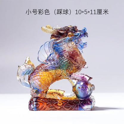 Ancient Coloured glaze unicorn ornaments kirin handicraft gifts auspicious and lucky omen
